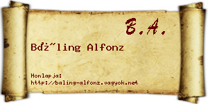 Báling Alfonz névjegykártya